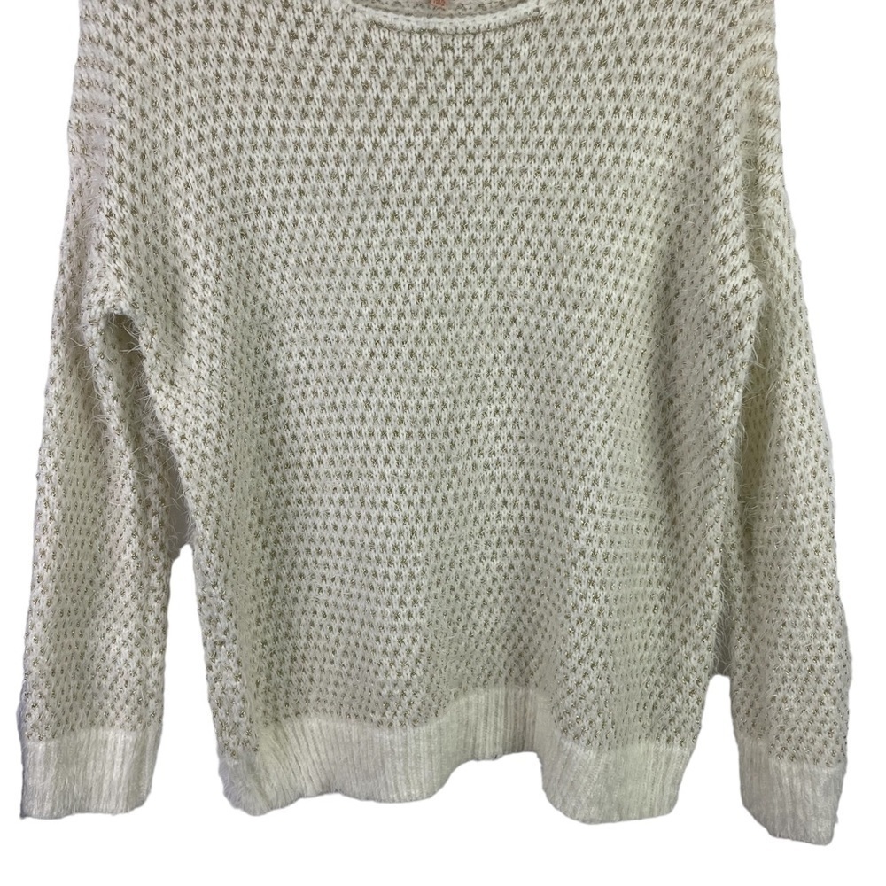 GIBSON Latimer Fuzzy Long Sleeve Sweater White Gold Size Medium - Picture 4 of 10